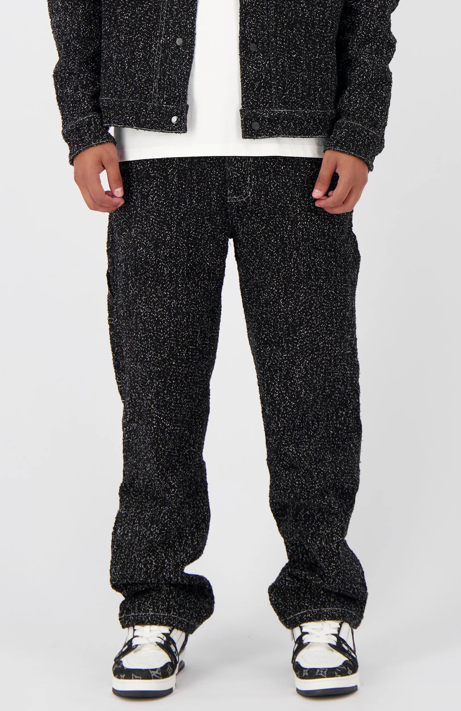 BOUCLE DENIM broek | Zwart