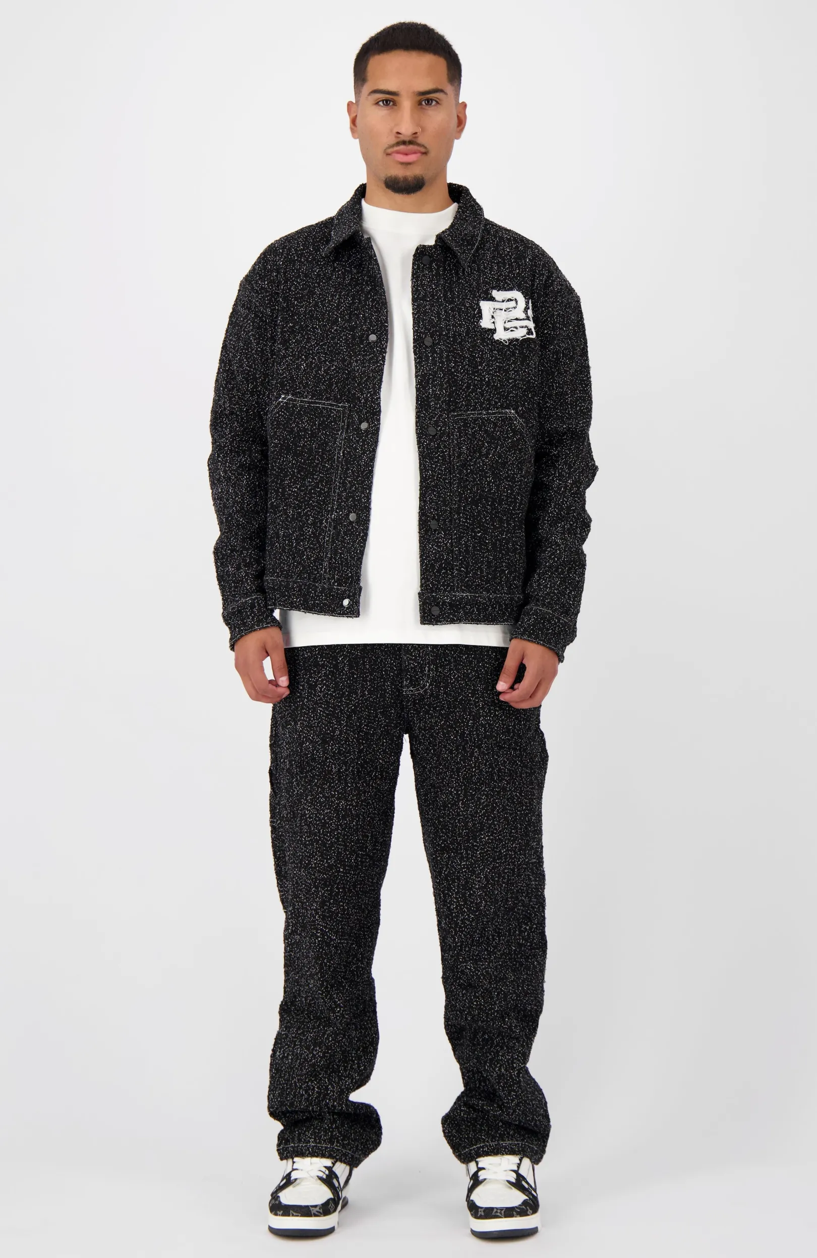 BOUCLE DENIM broek | Zwart