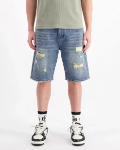 DISTRESSED DENIM SHORTS | Blauw