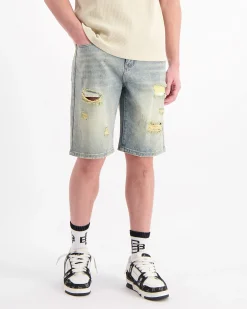 DISTRESSED DENIM SHORTS | Lichtblauw