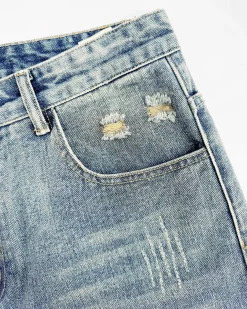 DISTRESSED DENIM SHORTS | Lichtblauw