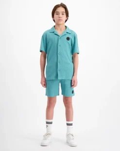 KIDS WAFFLE SHIRT SET | Groen