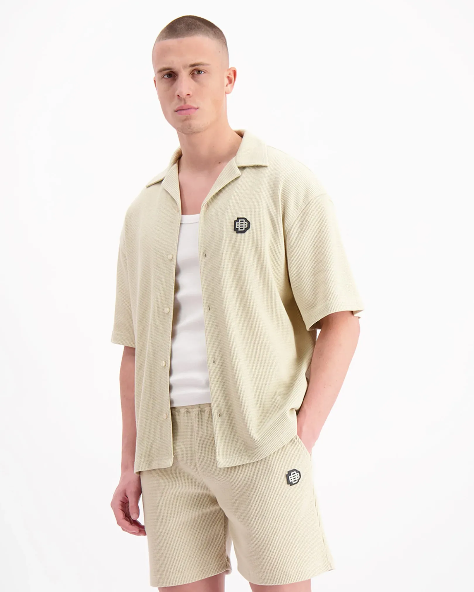 MONOGRAM WAFFLE SHIRT | Beige