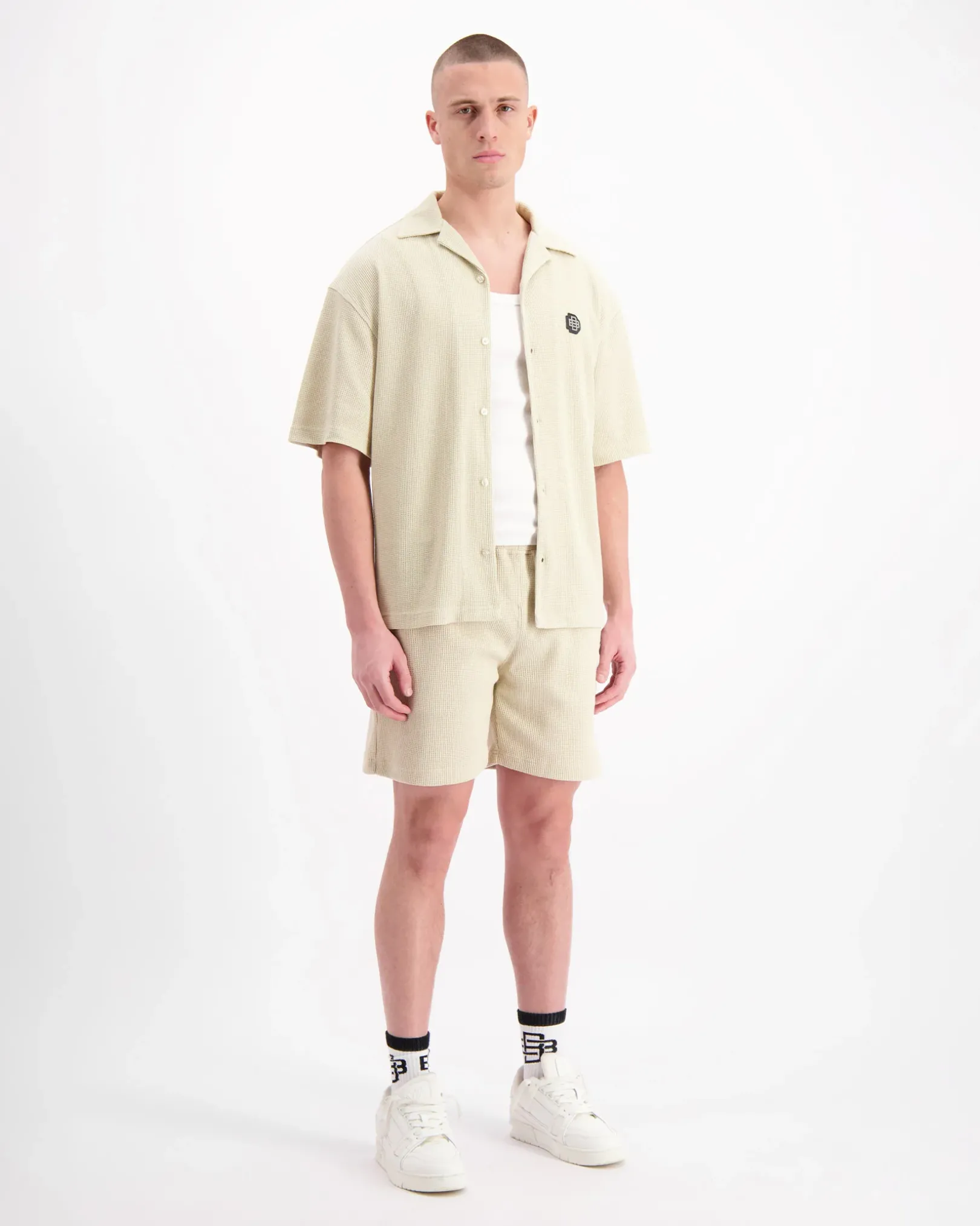 MONOGRAM WAFFLE SHIRT | Beige