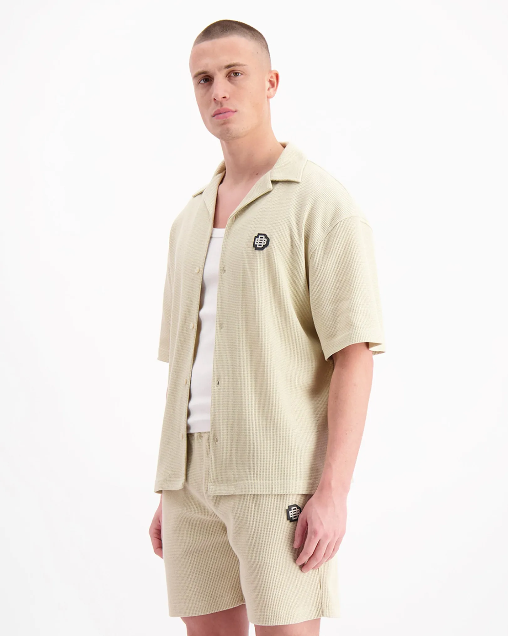 MONOGRAM WAFFLE SHIRT | Beige