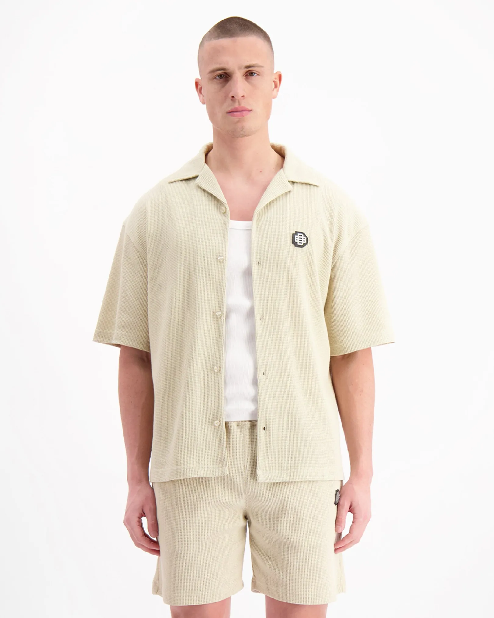 MONOGRAM WAFFLE SHIRT | Beige