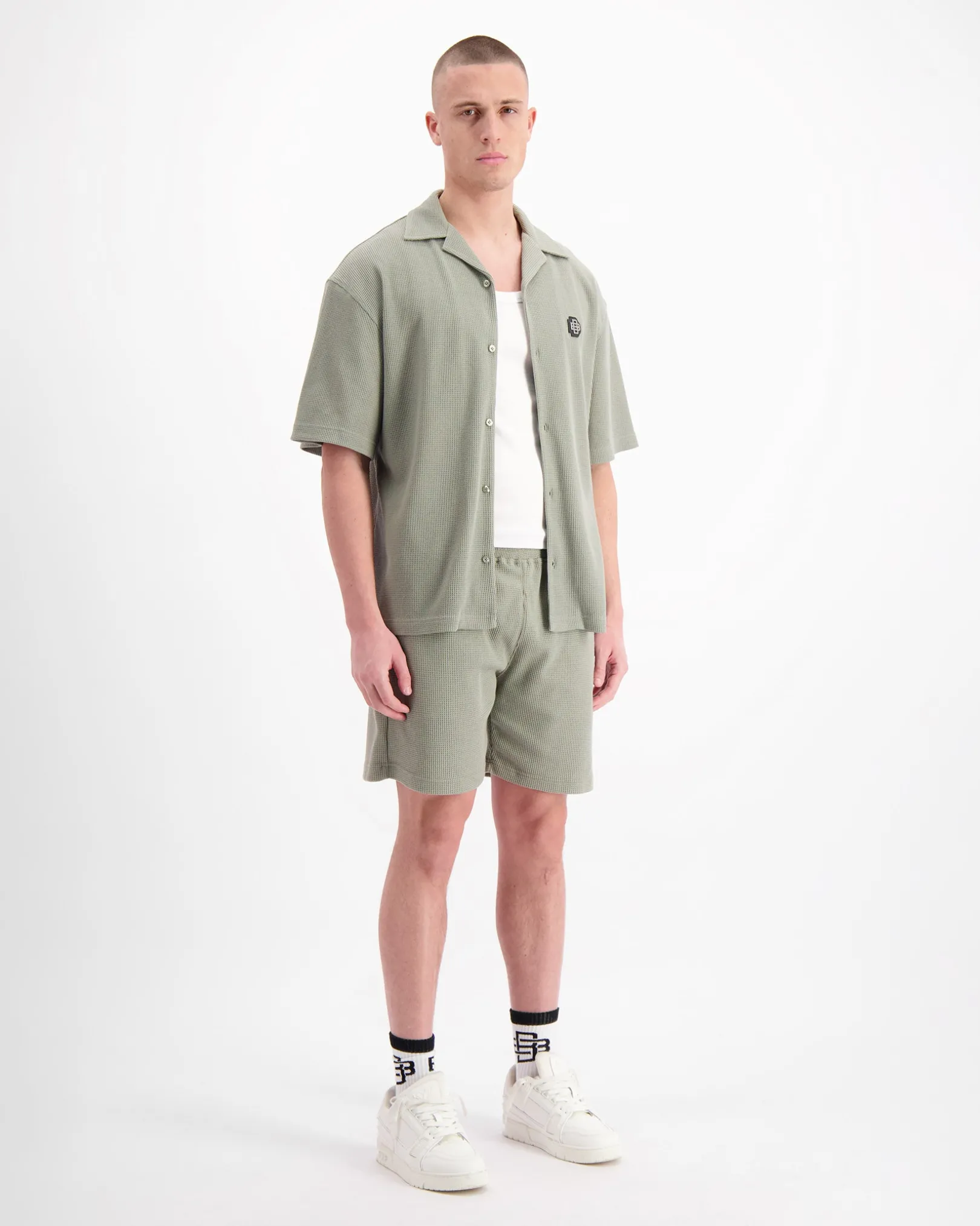 MONOGRAM WAFFLE SHIRT | Groen