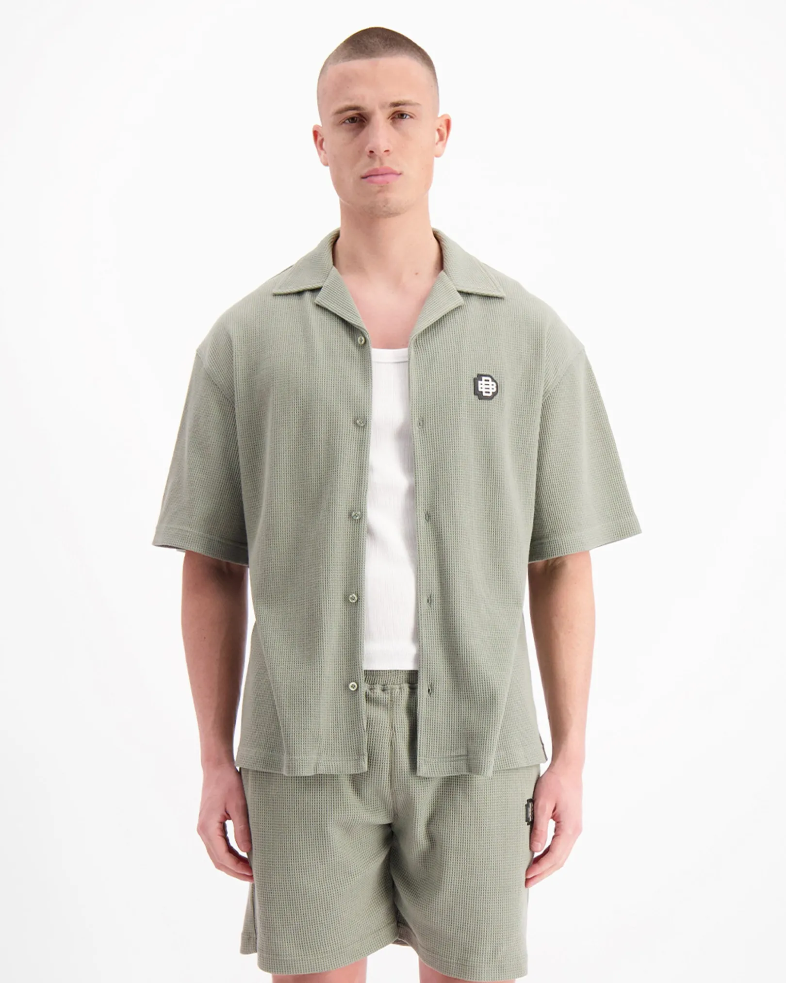 MONOGRAM WAFFLE SHIRT | Groen