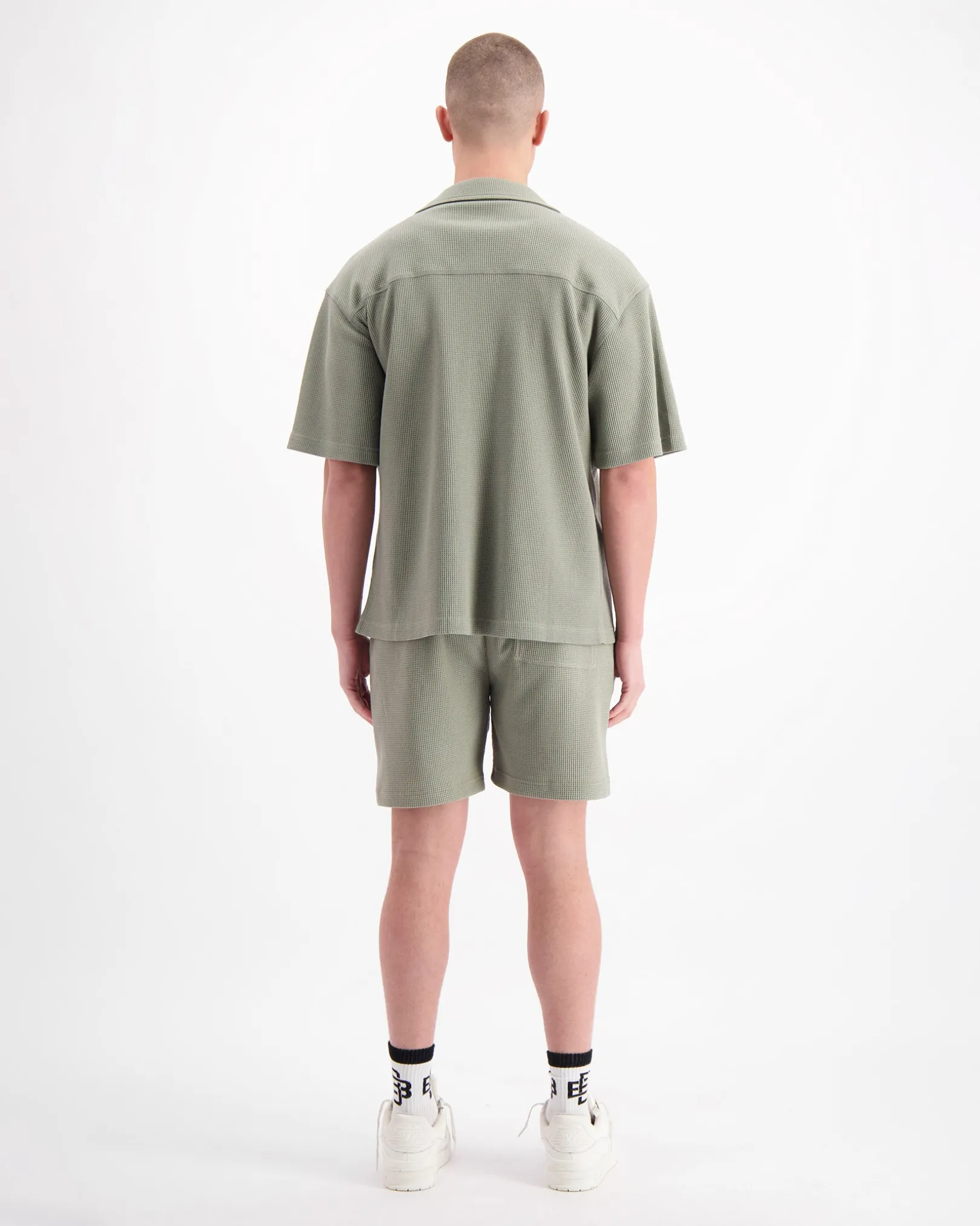 MONOGRAM WAFFLE SHIRT SET | Groen
