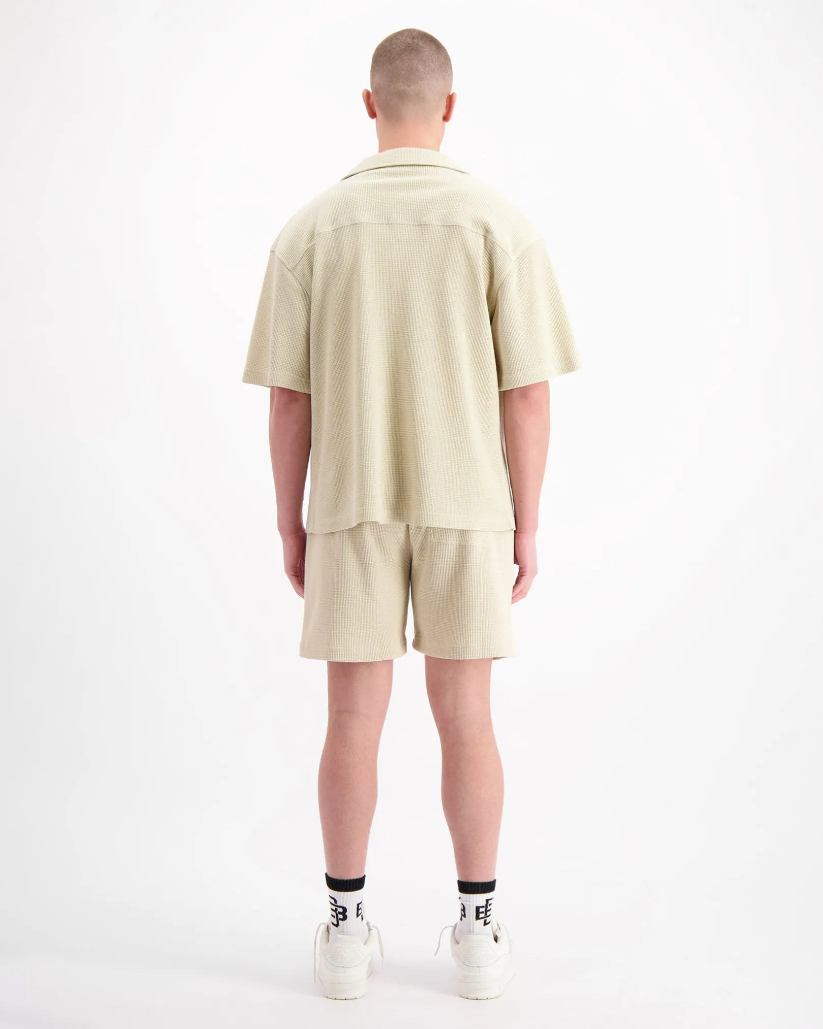 MONOGRAM WAFFLE SHIRT SET | Beige