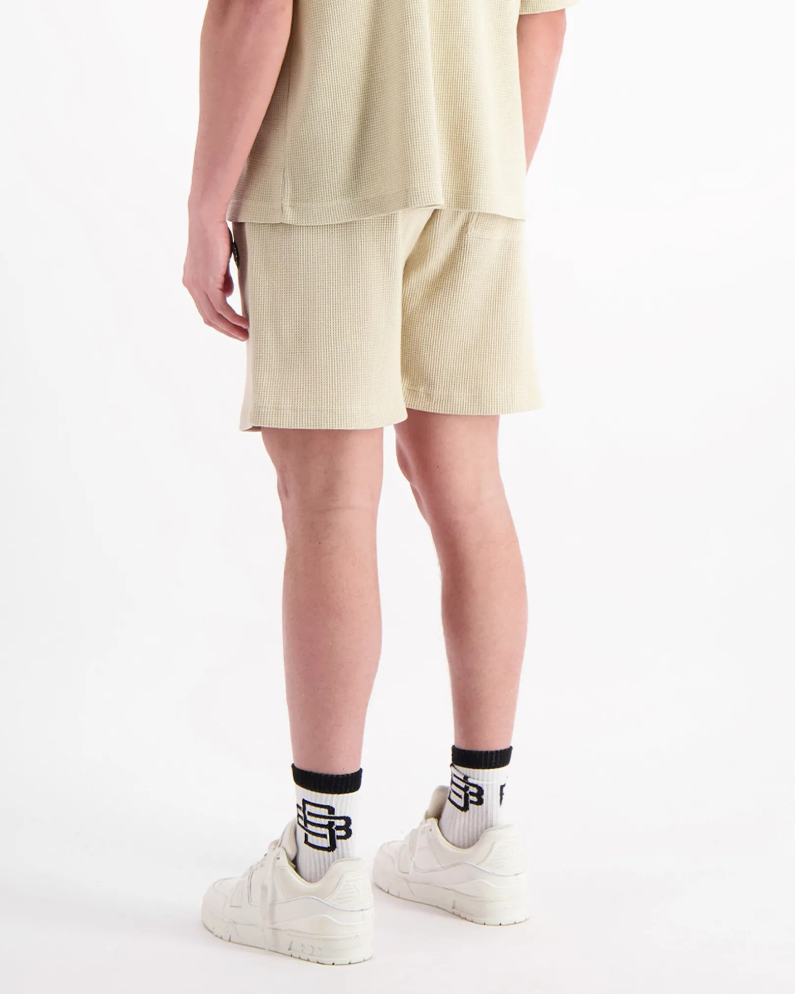 MONOGRAM WAFFLE SHORTS | Beige