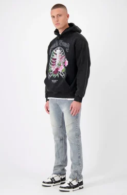 RIBCAGE HOODIE | Zwart gewassen