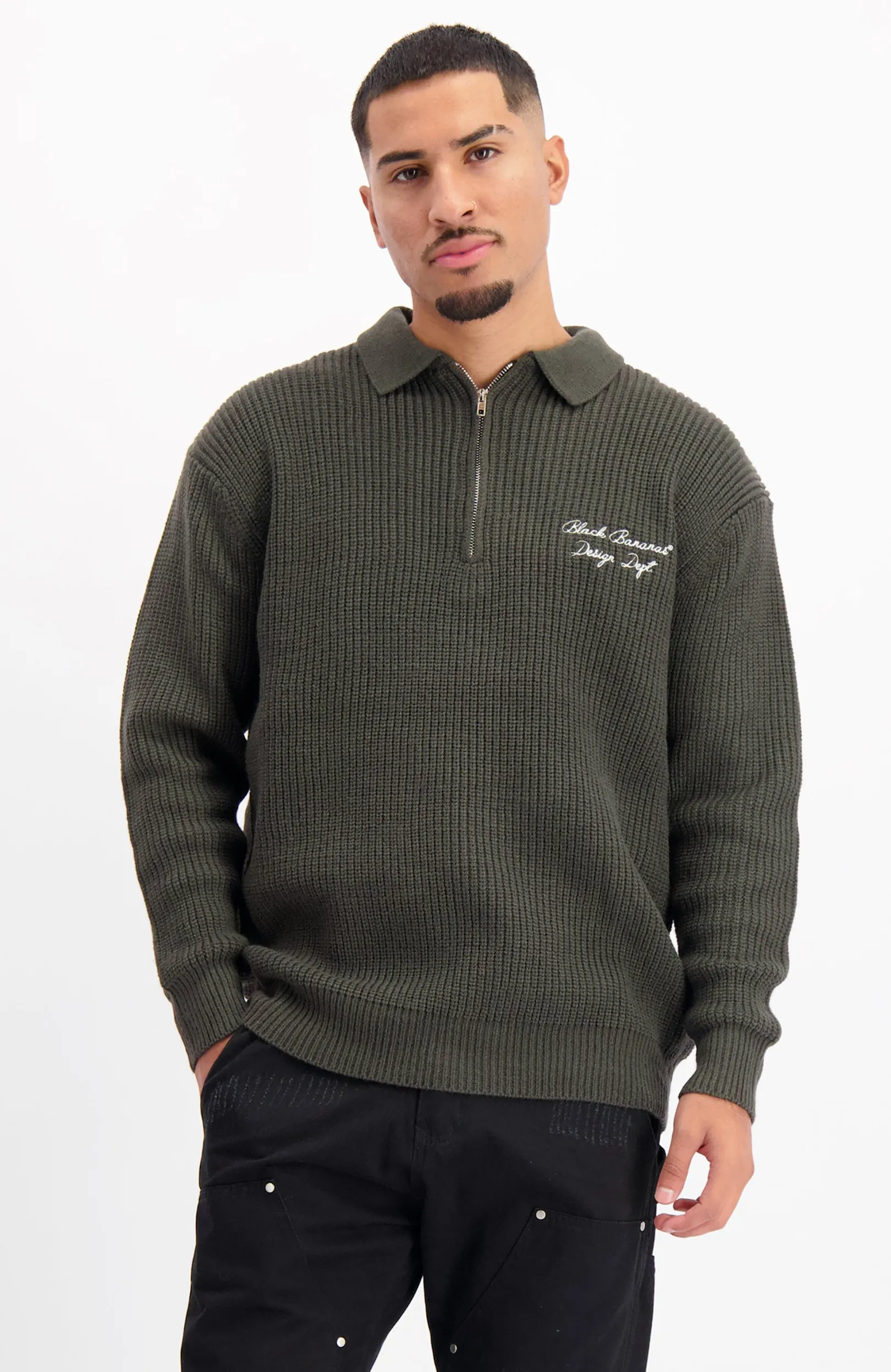ZWART KNIT HALF ZIP Zwart