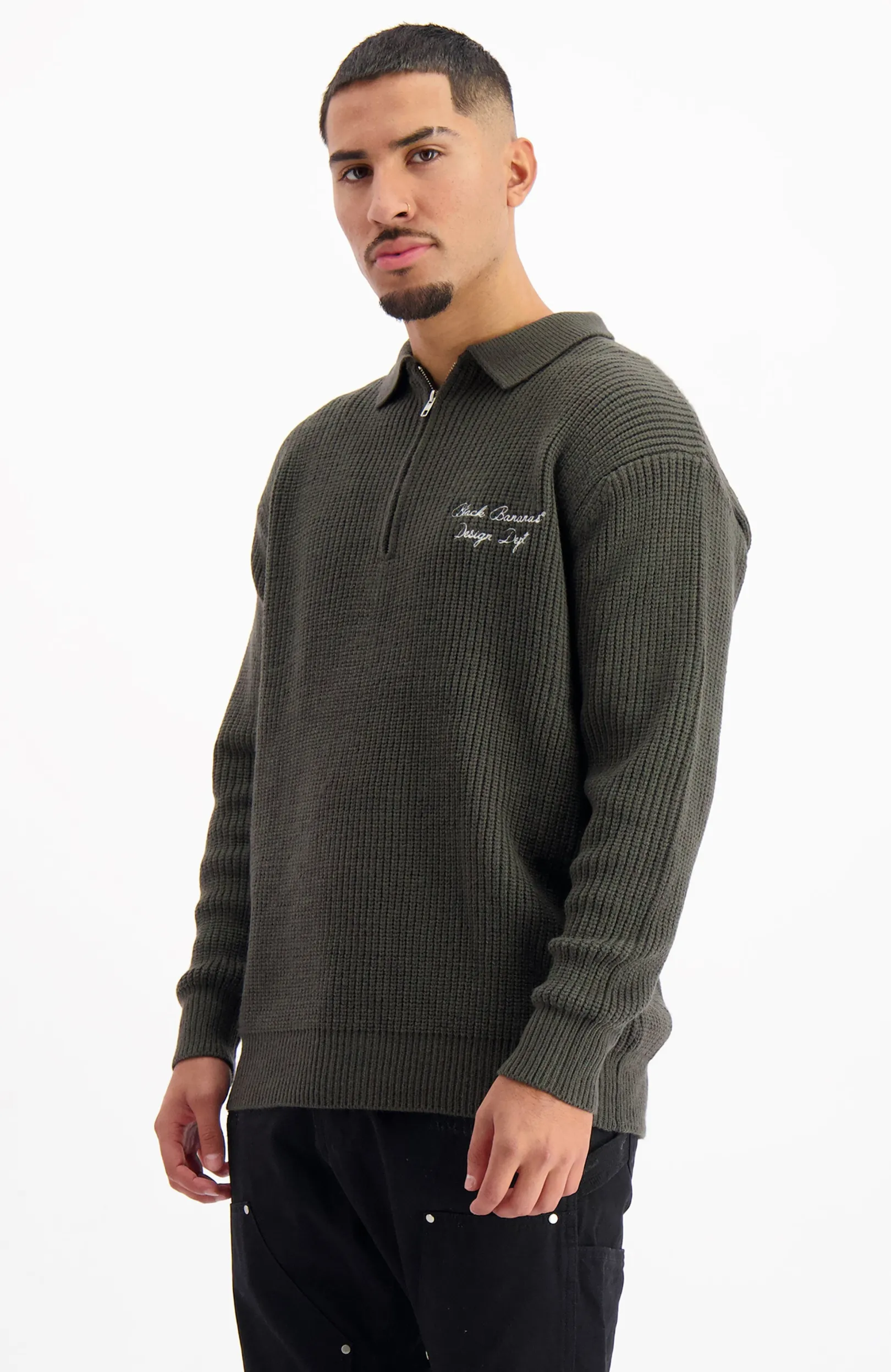 ZWART KNIT HALF ZIP Zwart